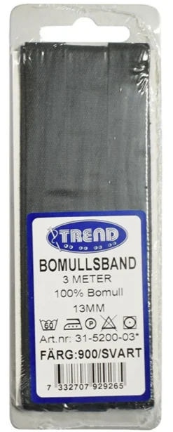 Band|Bomullsband 3m x 13mm svart