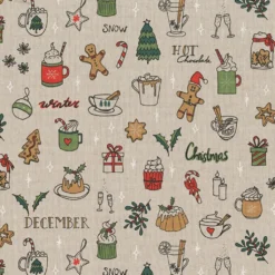 Gardintyger Mönstrade|Jultyger|Christmas doodle tyg