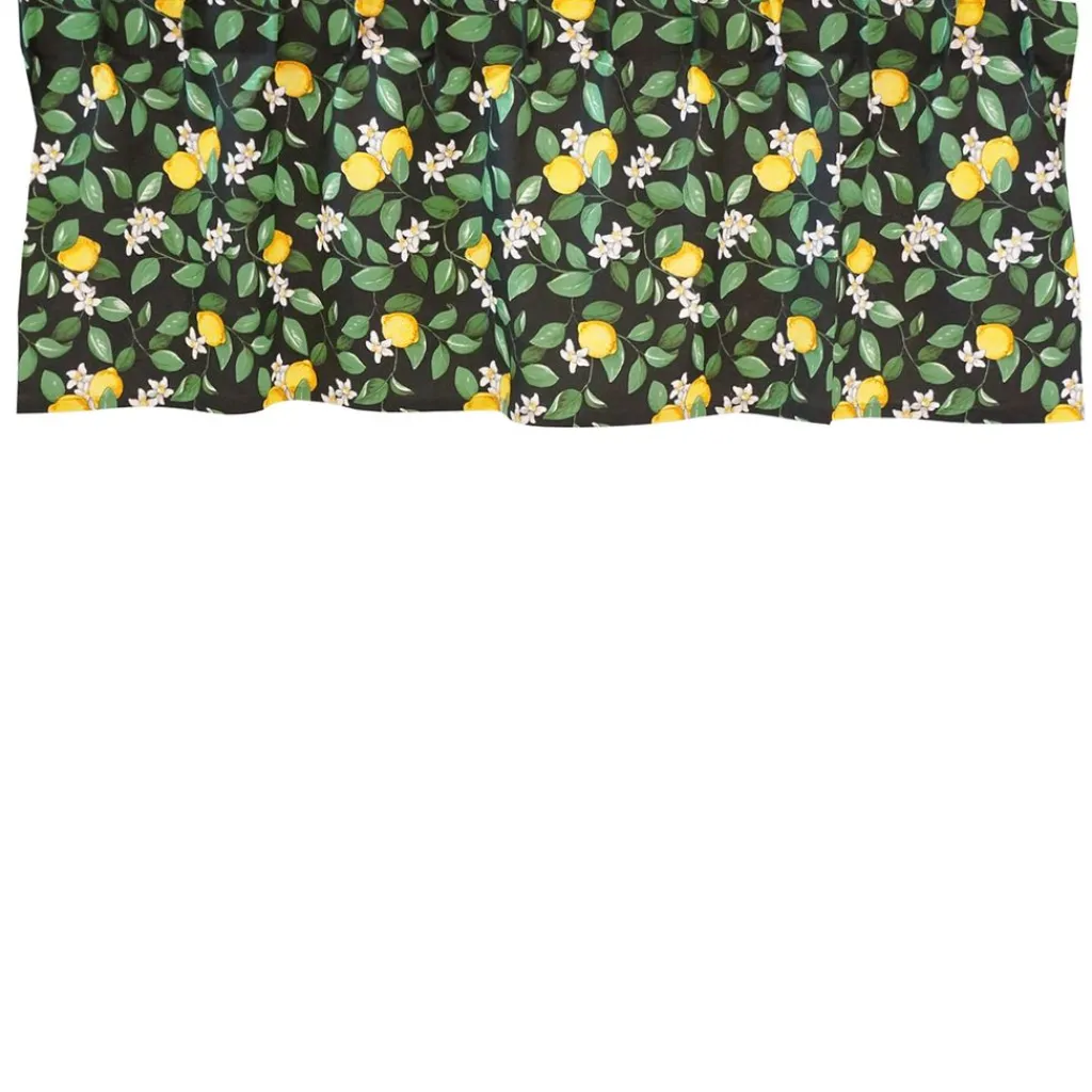 Arvidssons textil Gardinkappor Mönstrade|Citronlycka svart gardinkappa med citroner metervara