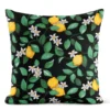 Arvidssons textil Mönstrade Kuddfodral|Citronlycka svart kuddfodral med citroner