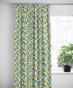 Arvidssons textil Gardiner Mönstrade|Citronlycka vit gardiner med citroner