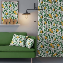 Arvidssons textil Gardiner Mönstrade|Citronlycka vit gardiner med citroner