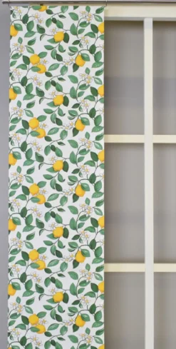 Arvidssons textil Panelgardiner|Citronlycka vit panelgardiner med citroner