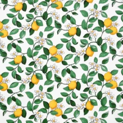 Arvidssons textil Gardintyger Mönstrade|Arvidssons Textil|Citronlycka vit tyg med citroner