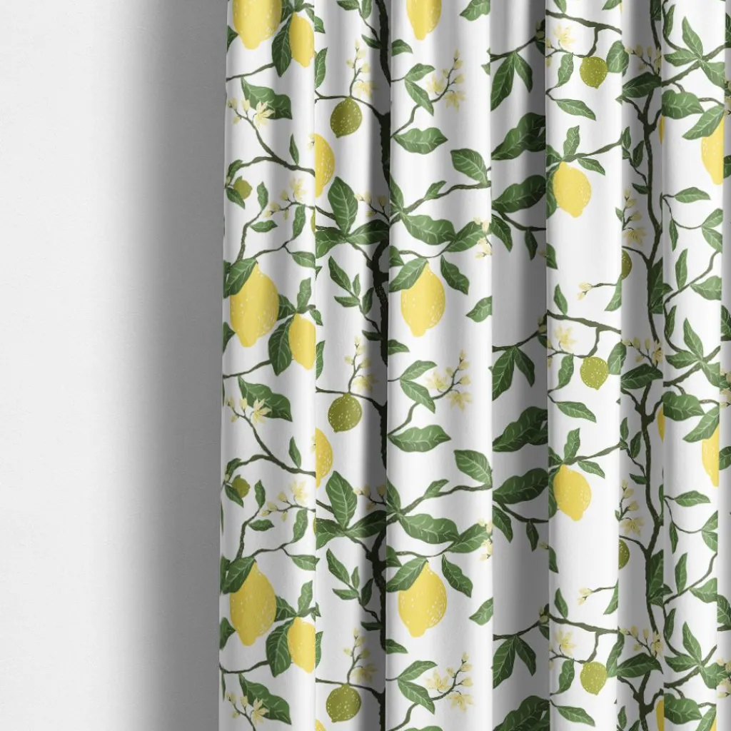 Arvidssons textil Gardintyger Mönstrade|Arvidssons Textil|Citronträd gul - tyg med citroner