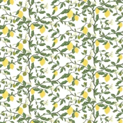 Arvidssons textil Gardintyger Mönstrade|Arvidssons Textil|Citronträd gul - tyg med citroner