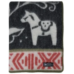 Kerstin Landström Design Ullfiltar|Dalarna svart ullfilt 130x180cm -