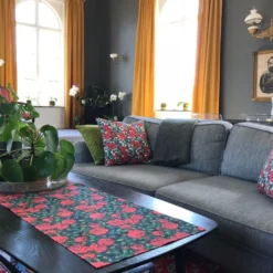 Nordisk Textil Gardintyger Mönstrade|Jultyger|Dalaros vit tyg