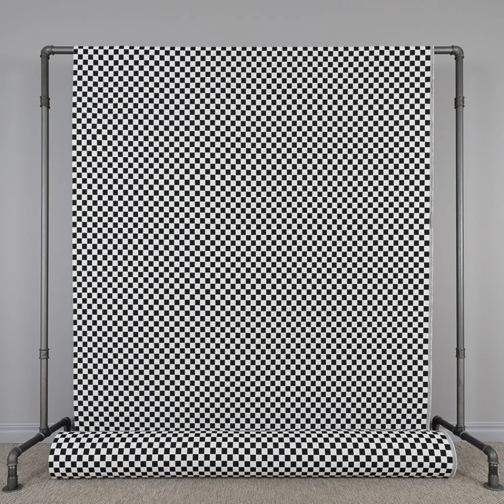 Nordisk Textil Rutiga Möbeltyger|Damier schackrutigt jaquardtyg i svart och vitt för möbelklädsel