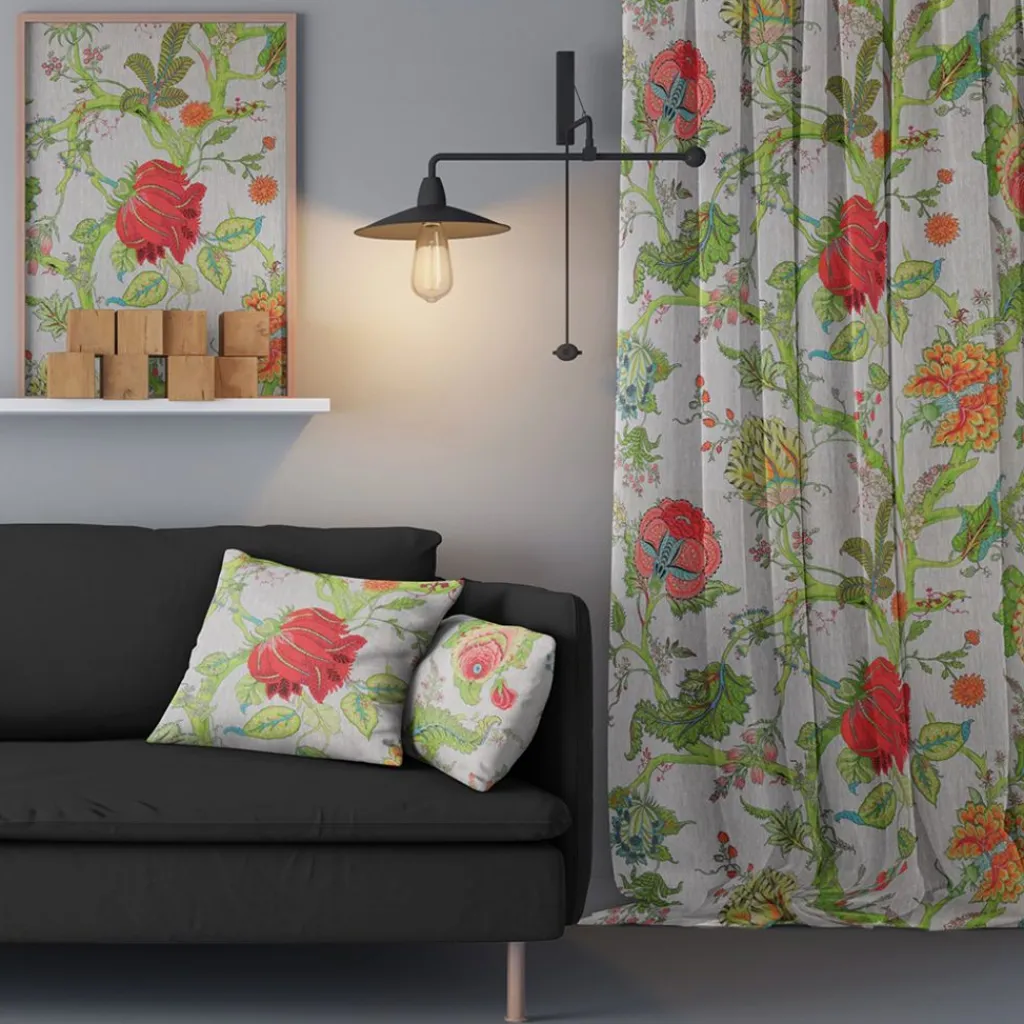 Nordisk Textil Gardiner Mönstrade|Linnetyger|Darjeeling lin gardiner