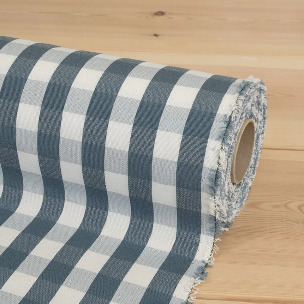Nordisk Textil Rutiga Möbeltyger|Rutor & Ränder|Dewon duvblå-vit rutigt tyg
