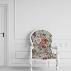 Blommiga Möbeltyger|Mönstrade Möbeltyger|Dolores grå blommigt möbeltyg