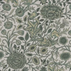 Nordisk Textil Arts & Crafts Tyger|Gardintyger Mönstrade|Edwina grön-lin tyg