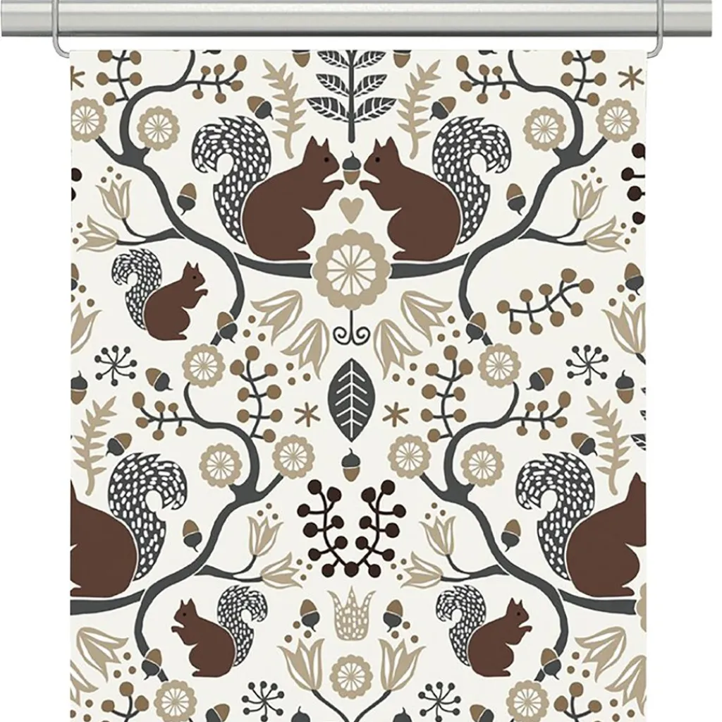 Arvidssons textil Panelgardiner|Ekorrskogen brun panelgardiner