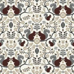 Arvidssons textil Gardintyger Mönstrade|Arvidssons Textil|Ekorrskogen brun tyg