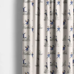 Barn Arvidssons textil Gardintyger Mönstrade|Barnmönster|Emils Glädjeskutt beige bomullstyg – Emil i Lönneberga