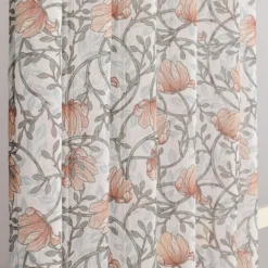 Fondaco Gardiner Mönstrade|Emma grön skira gardiner med blomstermönster 140x250cm