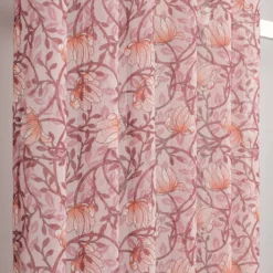 Fondaco Gardiner Mönstrade|Emma rosa skira gardiner med blomstermönster 140x250cm