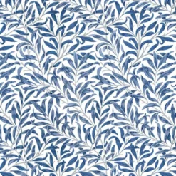 Nordisk Textil Arts & Crafts Tyger|Gardintyger Mönstrade|Ester blå tyg – klassiskt bladmönster i blått