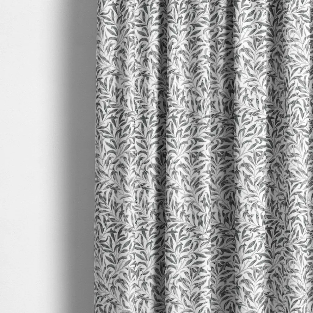 Nordisk Textil Gardiner Mönstrade|Ester grå gardiner med tidlöst bladmönster