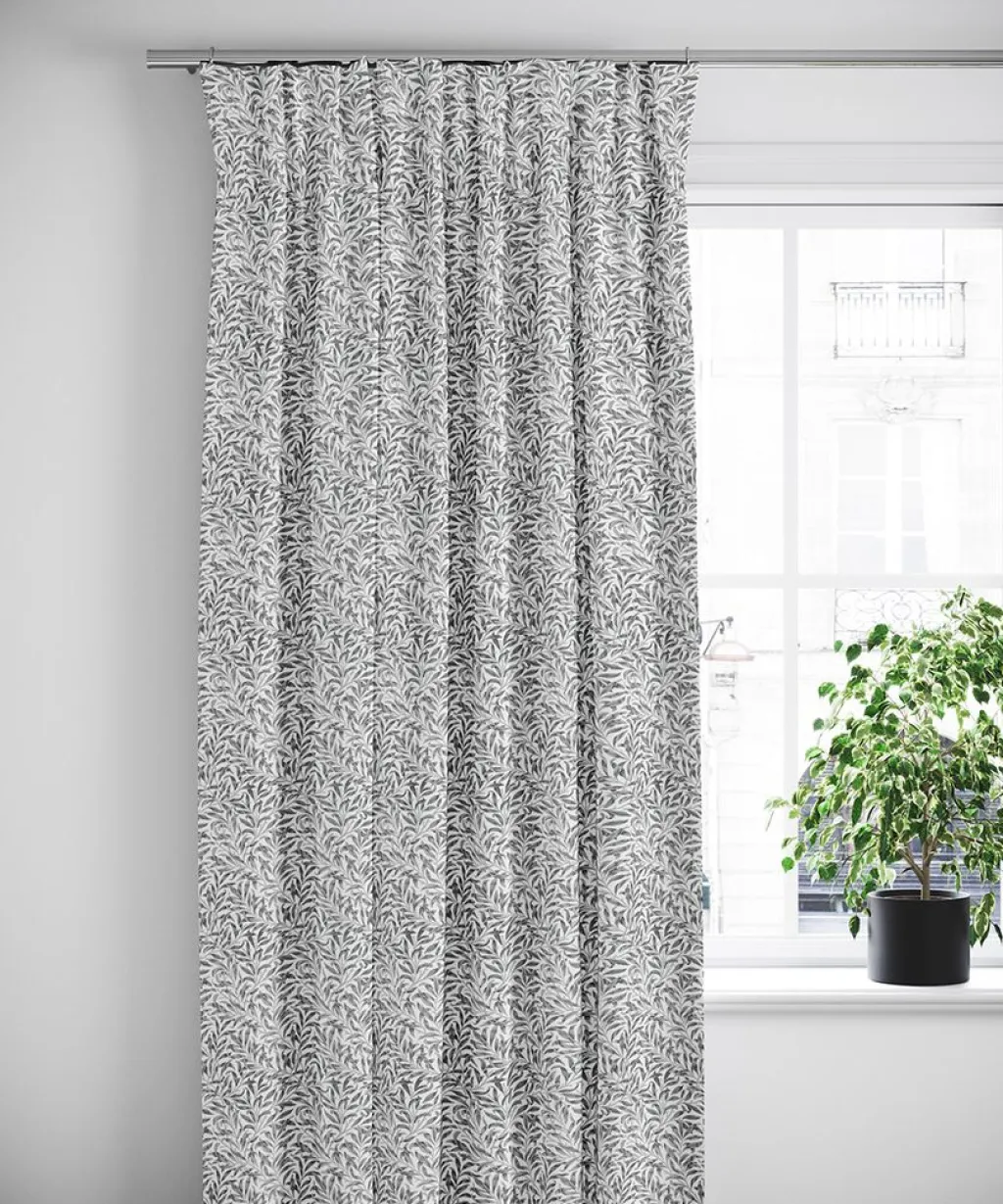 Nordisk Textil Gardiner Mönstrade|Ester grå gardiner med tidlöst bladmönster