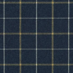 Nordisk Textil Rutiga Möbeltyger|Eton blå rutigt möbeltyg med vita och gula ränder