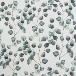 Gardintyger Mönstrade|Eucalyptus leaves vit tyg