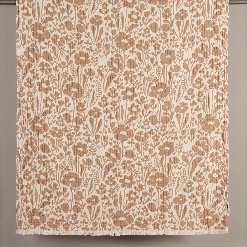 Almedahls Bomullsfiltar|Fauna brun bomullspläd 120x170cm - jacquardvävd pläd med varm 70-talskänsla