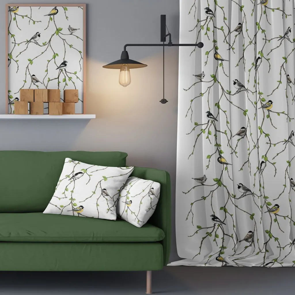 Arvidssons textil Gardiner Mönstrade|Fågelfest gardiner
