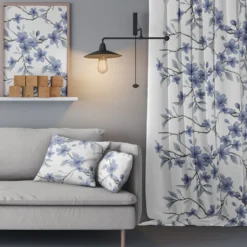 Arvidssons textil Gardiner Mönstrade|Fägring blå gardiner