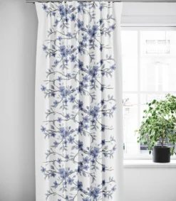 Arvidssons textil Gardiner Mönstrade|Fägring blå gardiner