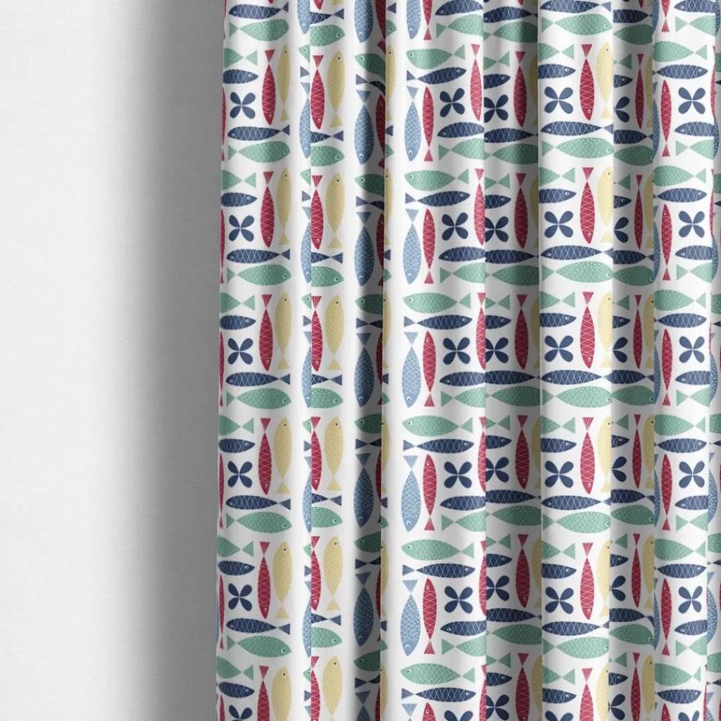Arvidssons textil Gardintyger Mönstrade|Arvidssons Textil|Fina fisken multi tyg – färgstarkt och lekfullt designat med retro känsla