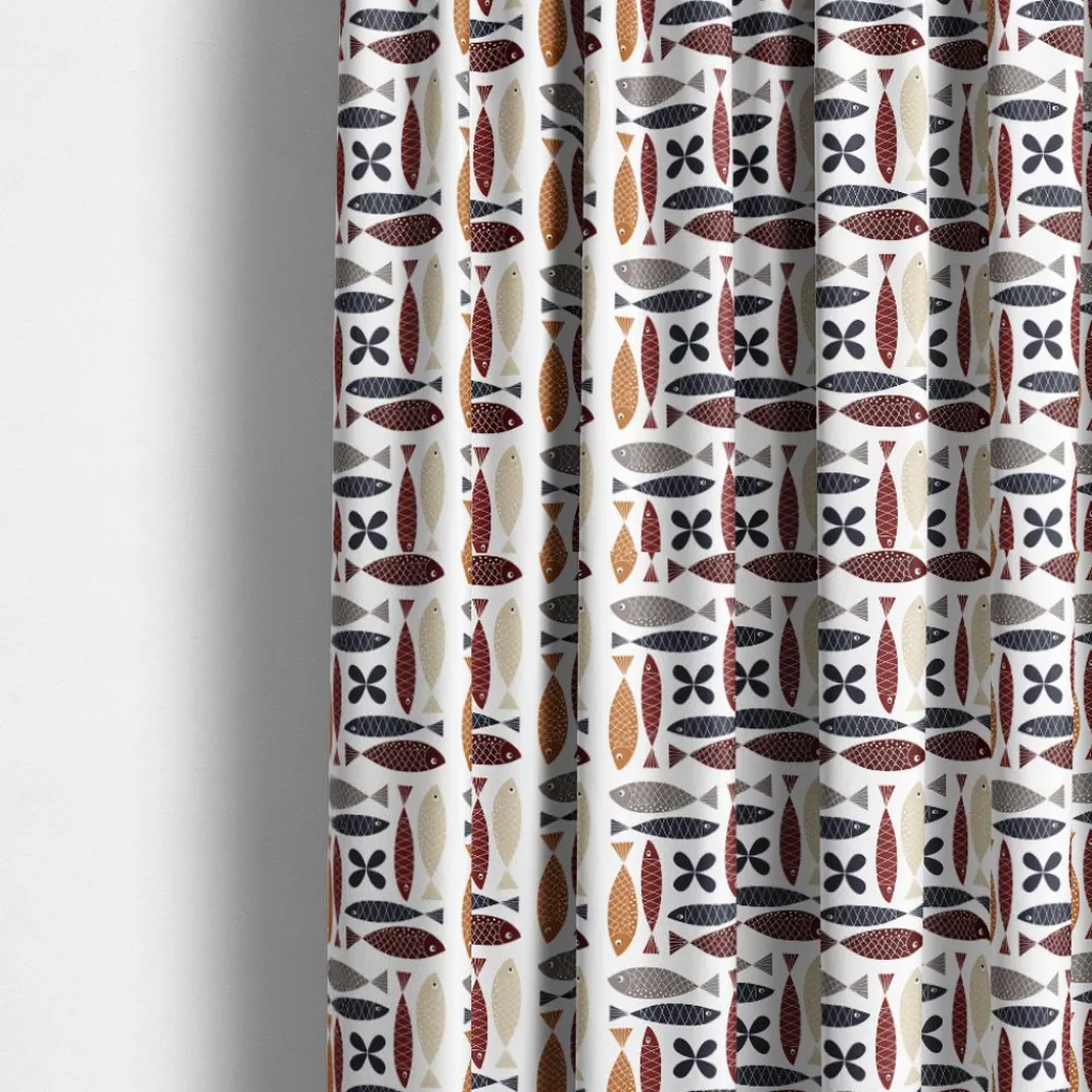 Arvidssons textil Gardintyger Mönstrade|Arvidssons Textil|Fina fisken rost tyg – lekfullt designat med retro känsla