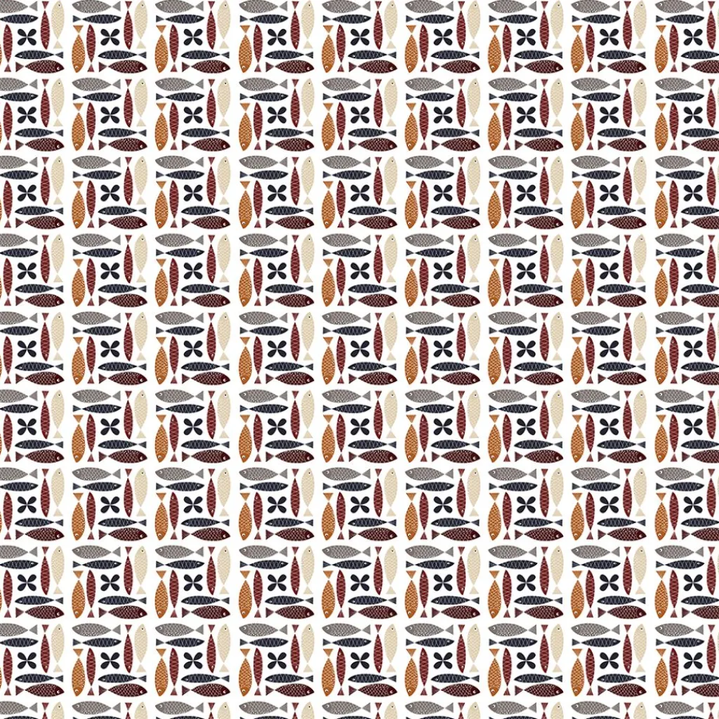 Arvidssons textil Gardintyger Mönstrade|Arvidssons Textil|Fina fisken rost tyg – lekfullt designat med retro känsla