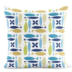 Arvidssons textil Mönstrade Kuddfodral|Fina fisken turkos kuddfodral
