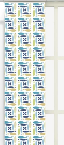 Arvidssons textil Panelgardiner|Fina fisken turkos panelgardiner