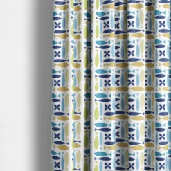 Arvidssons textil Gardintyger Mönstrade|Arvidssons Textil|Fina fisken turkos tyg – lekfullt designat med retro känsla