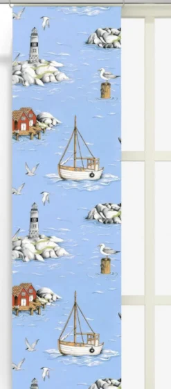 Arvidssons textil Panelgardiner|Fiskeskär ljusblå panelgardiner