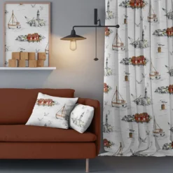 Arvidssons textil Gardiner Mönstrade|Fiskeskär vit gardiner