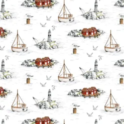Arvidssons textil Gardintyger Mönstrade|Arvidssons Textil|Fiskeskär vit tyg