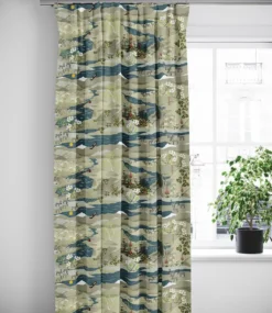 Arvidssons textil Gardiner Mönstrade|Fjällvandring beige-blå gardiner