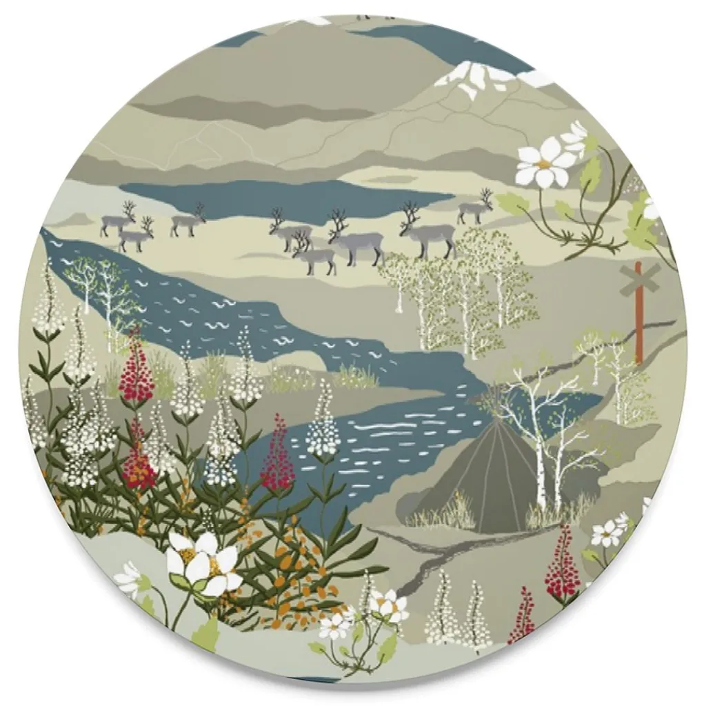 Arvidssons textil Brickor|Fjällvandring beige-blå grytunderlägg