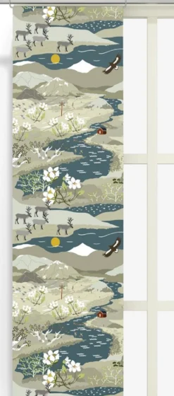 Arvidssons textil Panelgardiner|Fjällvandring beige-blå panel