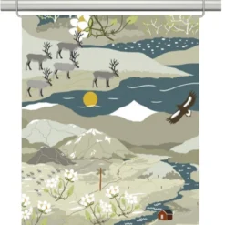 Arvidssons textil Panelgardiner|Fjällvandring beige-blå panel
