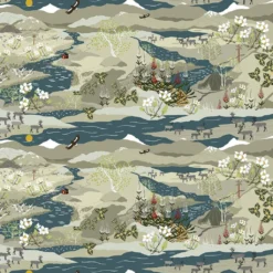 Arvidssons textil Gardintyger Mönstrade|Arvidssons Textil|Fjällvandring beige-blå tyg