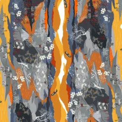 Arvidssons textil Gardintyger Mönstrade|Arvidssons Textil|Fjällvandring Bård orange tyg