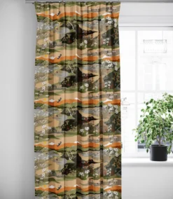 Arvidssons textil Gardiner Mönstrade|Fjällvandring grön-beige gardiner