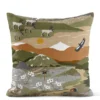 Arvidssons textil Mönstrade Kuddfodral|Fjällvandring grön-beige kuddfodral
