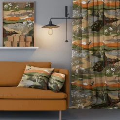 Arvidssons textil Gardintyger Mönstrade|Arvidssons Textil|Fjällvandring grön-beige tyg