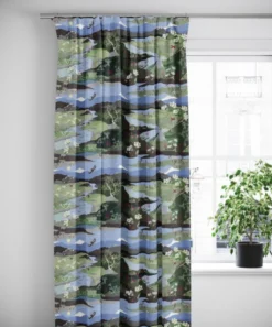 Arvidssons textil Gardiner Mönstrade|Fjällvandring grön-blå gardiner